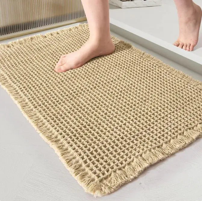 Home Fashion Waffle Bathroom Door Absorbent Carpet